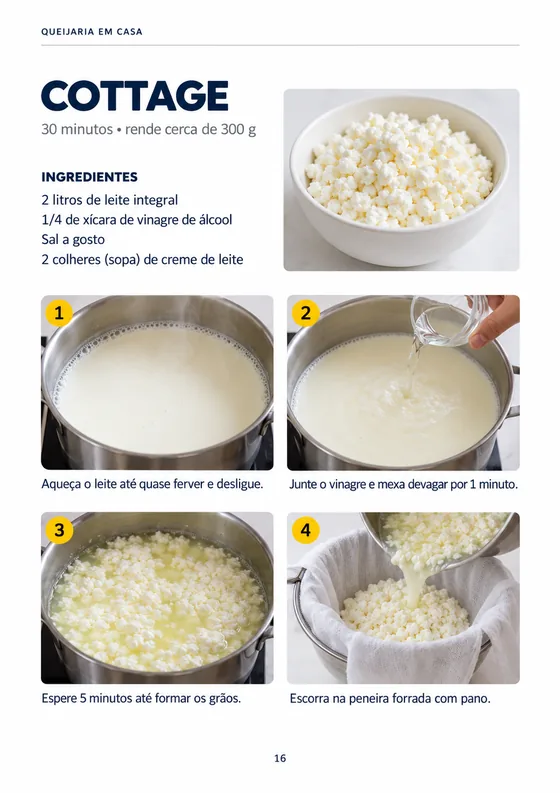 Página do material — Cottage: ingredientes e passos 1 a 4