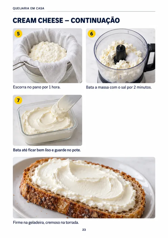 Página do material — Cream cheese: passos 5 a 7